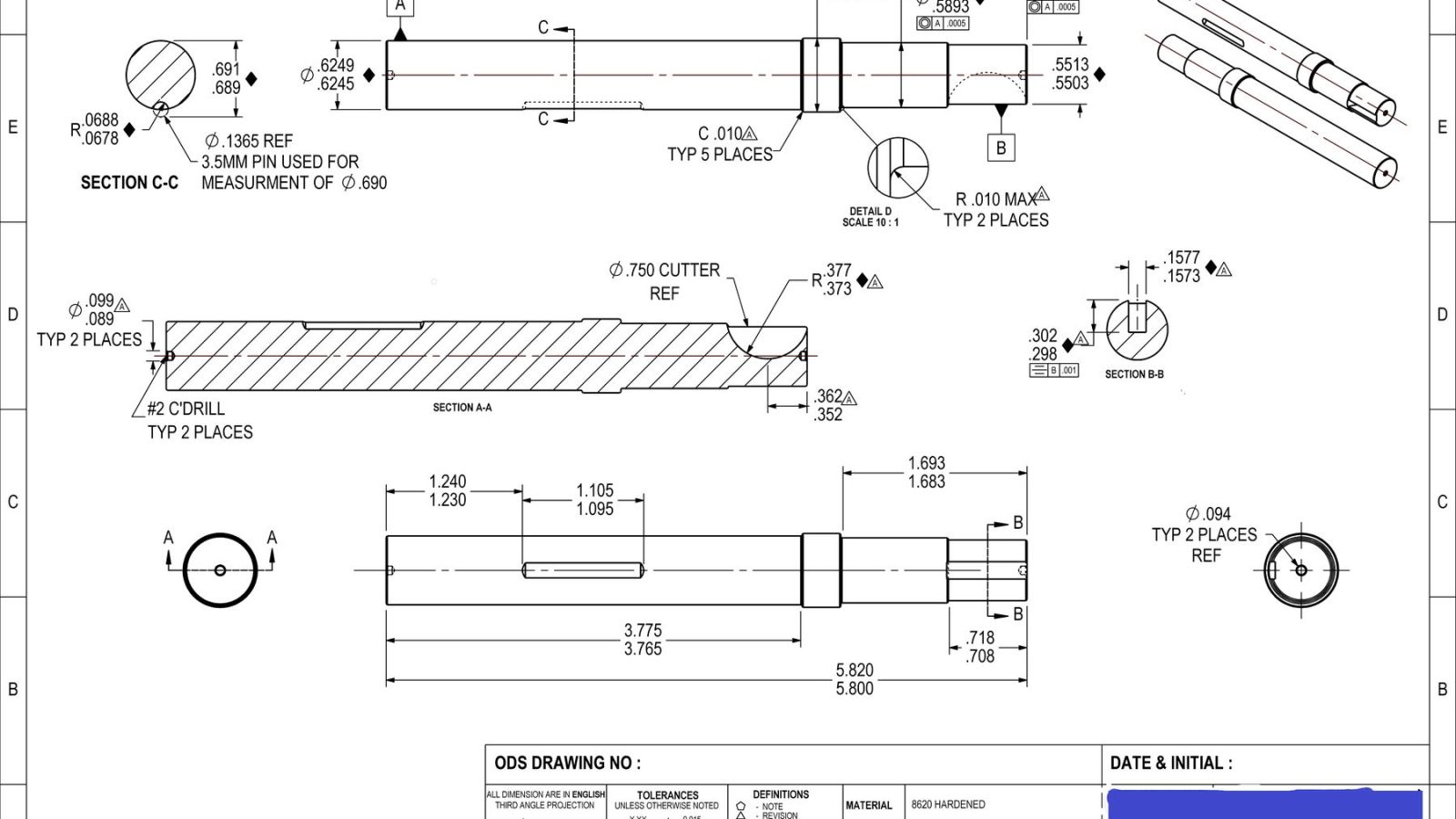 precision shaft pin