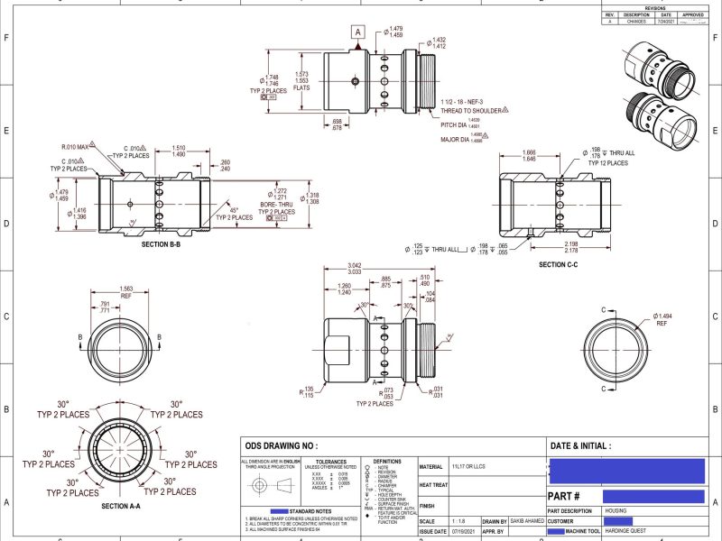threaded housing coupling